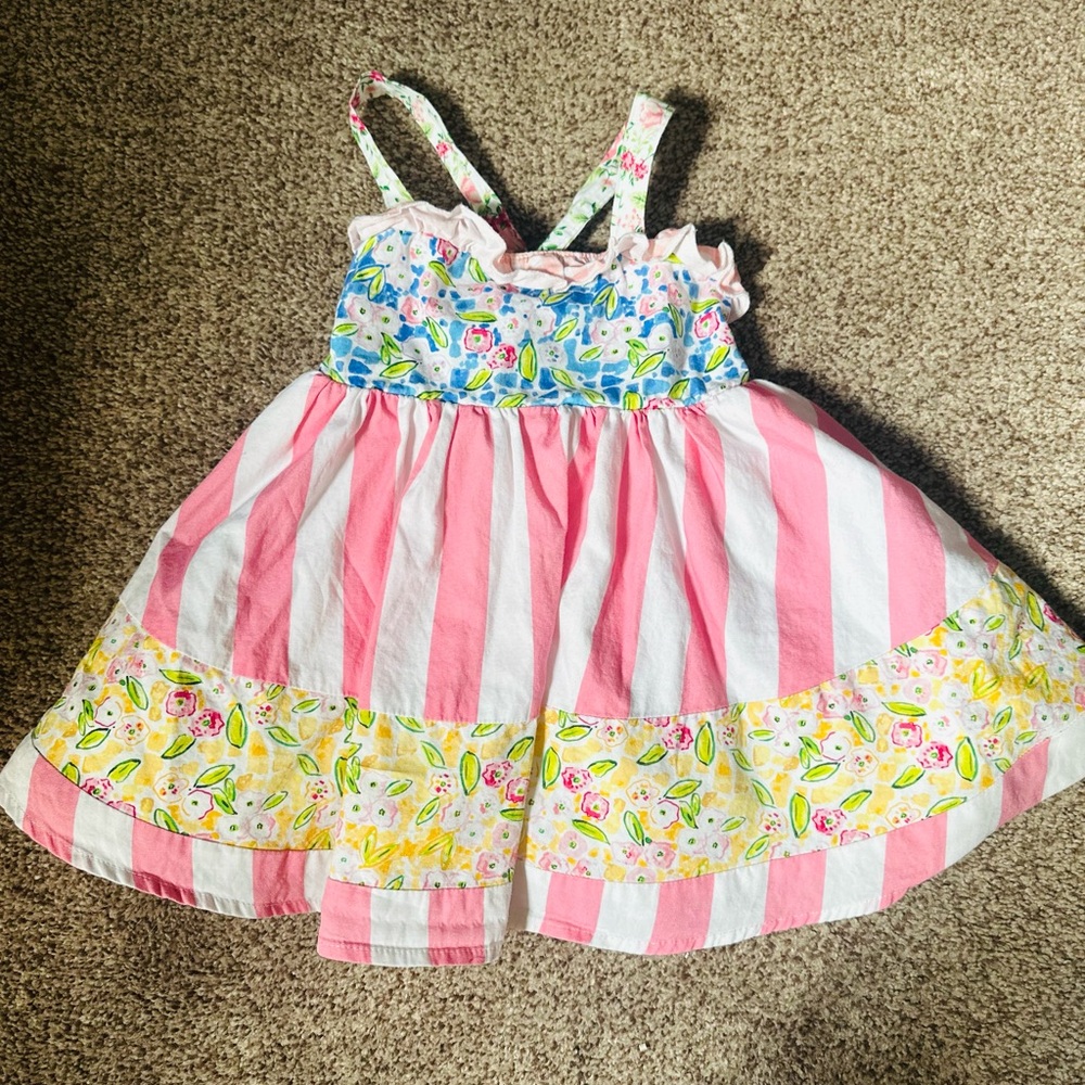 SweetHoney 2T Savannah Tunic Dress in Pink Cabana Stripe